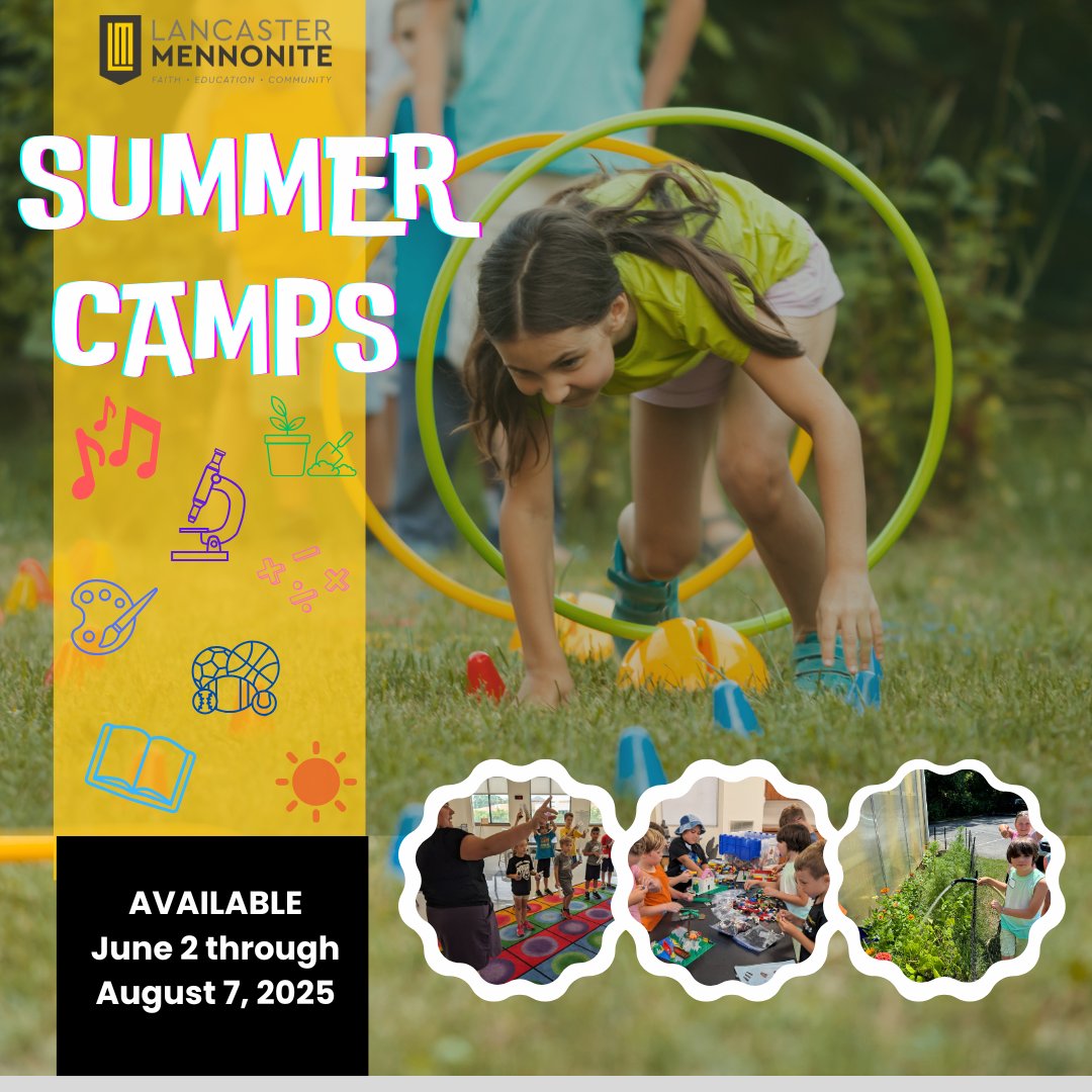 We're excited to offer a variety of summer camps for you child this year - from music and science, to athletics, legos, &amp; garden to table! There are half and full day options for each camp. ☀️ To explore the list, view details, and register visit lancastermennonite.org/summer-camps/