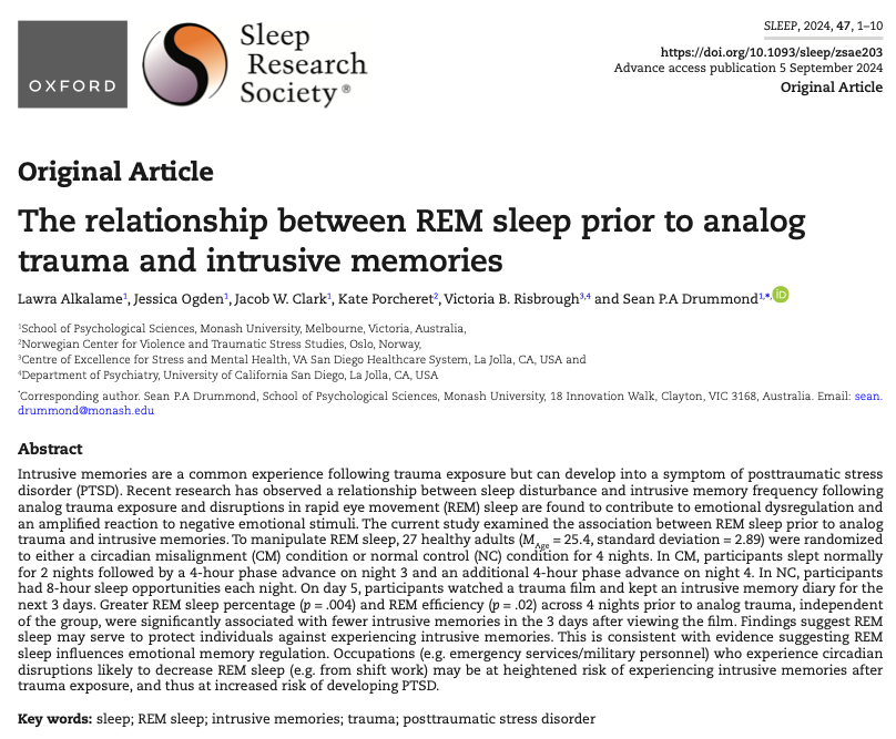 Really cool work that finds REM to be a protective factor against subsequent trauma exposure. Nice work! #SleepPeeps academic.oup.com/sleep/article/…