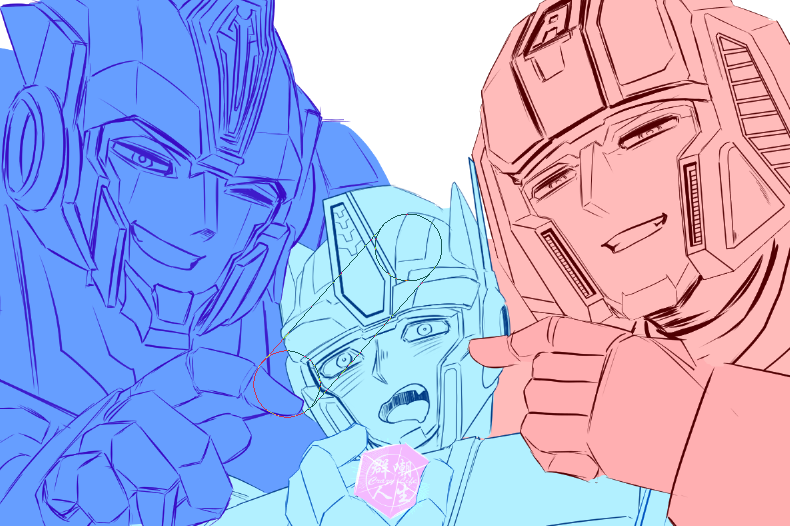 Crazylife_1997's tweet photo. [我好像畫不完耶] 總之是張認親卡~
[TOP!Sentinel + TOP!Starscream X bottom!Optimus]
演員pa:兩個表面感情很好的前輩帶著一堆零食跑來給剛殺青結束的後備,在對方毫無防備時趁機來張合照還PO在社群媒體～

禮拜六要衝活動,但仔細想想我吃得這麼冷門真的會有人想要這張嗎🤣
#AllOP #SentiOP #StarOP https://t.co/ygFhzvrRy0