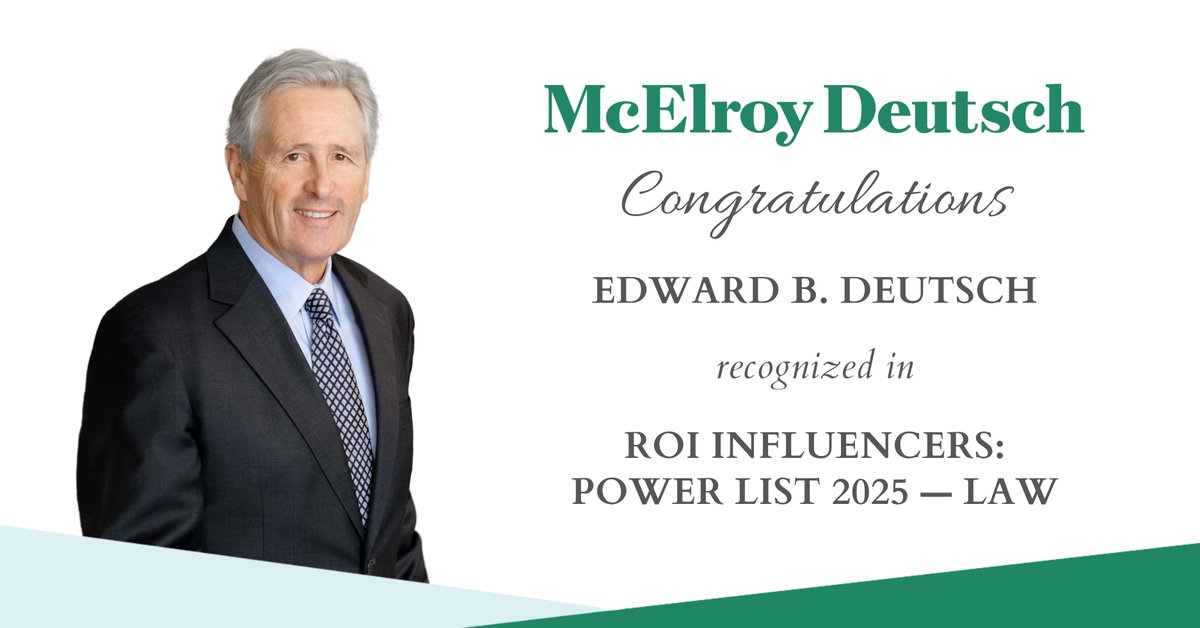 Congratulations to our Co-Managing Partner, Edward B. Deutsch, on being named to <a href="/ROINJNews/">ROI-NJ</a>'s Influencers: Power List - Law for 2025. This marks Ed's 8th consecutive year on this prestigious list. shorturl.at/1bTX2