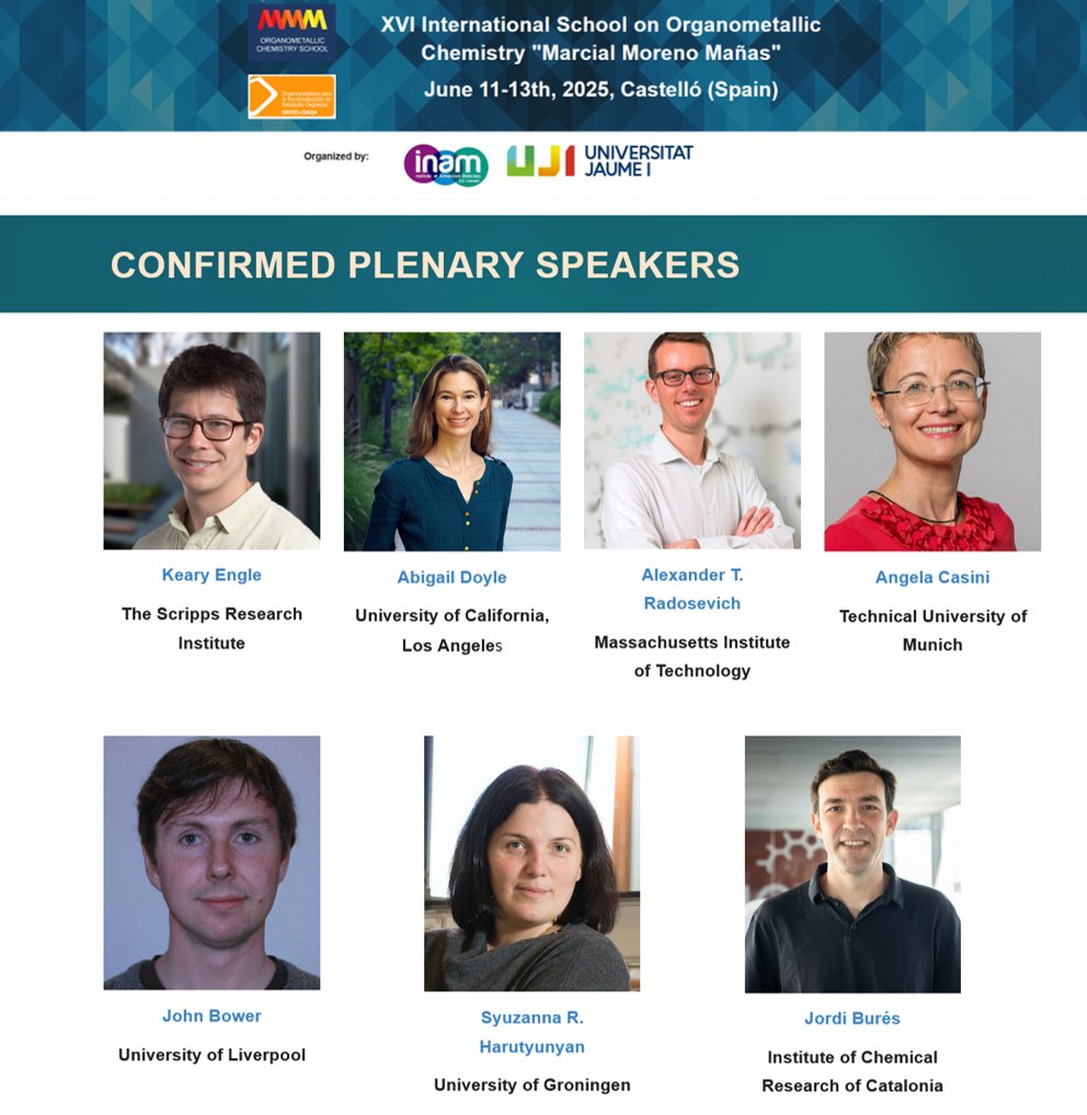 Registration now open for the International School of Organometallic Chemistry 'Marcial Moreno Mañas'! Don't miss your chance to attend to this great meeting. Registration will be open until April 30th! We hope to see you here between June 11-13th! 👇
sites.google.com/uji.es/isocmmm…