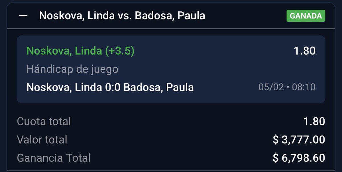 ElLicenciadoT's tweet photo. También empezamos potentes en el grupo premium! 🔥🔥🔥

Noskova +3.5 ✅
Krueger +3.5 ✅

De ganar el Stake 15 y el reto NOS VAMOS HASTA EL CIELO 😮‍💨

Pd: Todos mis picks los ves acá 👉 https://t.co/o79abhO8Uq https://t.co/BQd1eT6TFZ