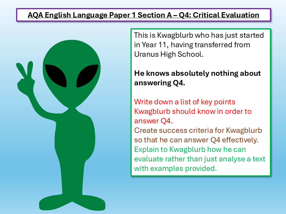EnglishGCSEcouk's tweet photo. NEW AQA English Language Paper 1 Q4 lesson for the 2026 paper - just £1 until SUNDAY!
https://t.co/Pttpb25NZW
#teamenglish #edutwitter #teachertwitter #xteachers #teachersofx #gcses #gcses2026 #teachers #teach #teaching #english #aqa #evaluation #evaluative #lesson #lessons https://t.co/VcG007FX8L