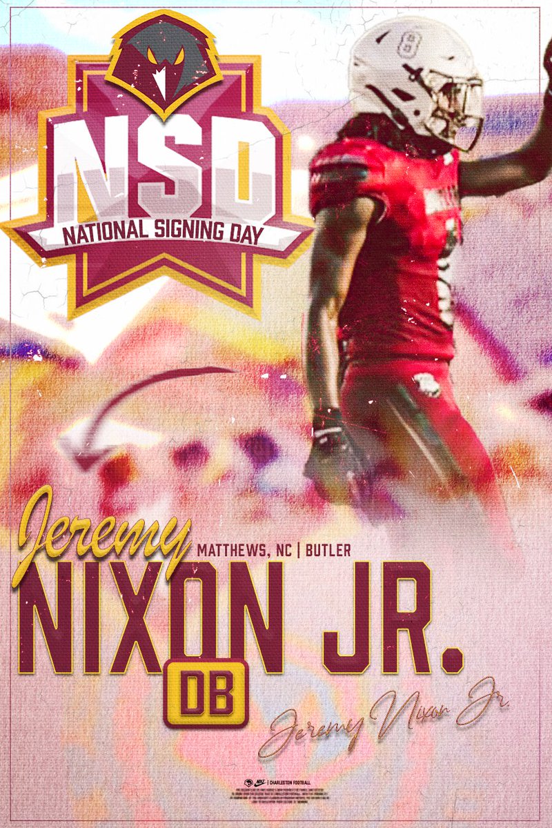 University of Charleston Football (@ucwv_football) on Twitter photo 🦅NEW SIGNEE🦅
Jeremy Nixon Jr. | DB | Matthews, NC | <a href="/jeremynixon_15/">Jeremy Nixon JR</a>
Welcome to the nest, Jeremy‼️#WingsUp #NSD25 🦅NEW SIGNEE🦅
Jeremy Nixon Jr. | DB | Matthews, NC | <a href="/jeremynixon_15/">Jeremy Nixon JR</a>
Welcome to the nest, Jeremy‼️#WingsUp #NSD25