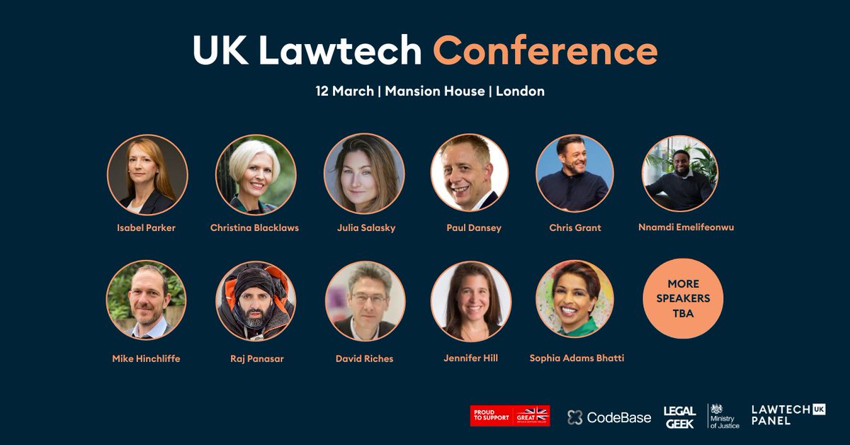 We’re pleased to be hosting the first-ever UK Lawtech Conference on Wednesday 12 March at Mansion House, 

Showcasing UK #lawtech on a global stage, you'll hear from Government speakers, investors and thought leaders. Apply for a ticket today: lawtechuk.io/conference/