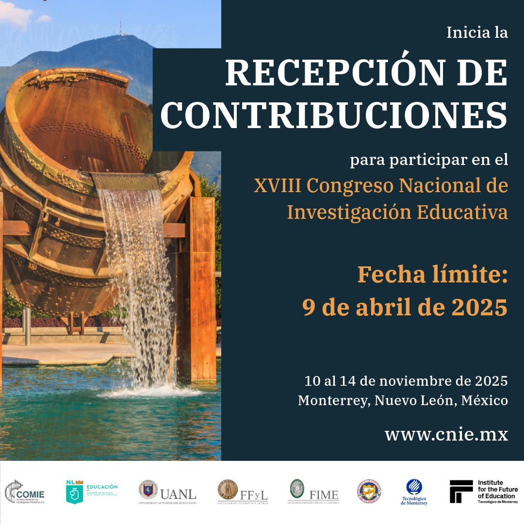 #RumboAMonterrey | Registra ponencias, ponencias ENEPE, material videográfico, simposios o presentaciones de libro para participar en el #XVIIICNIE.
🧐Consulta las bases y participa como ponente.
👉cnie.mx👈