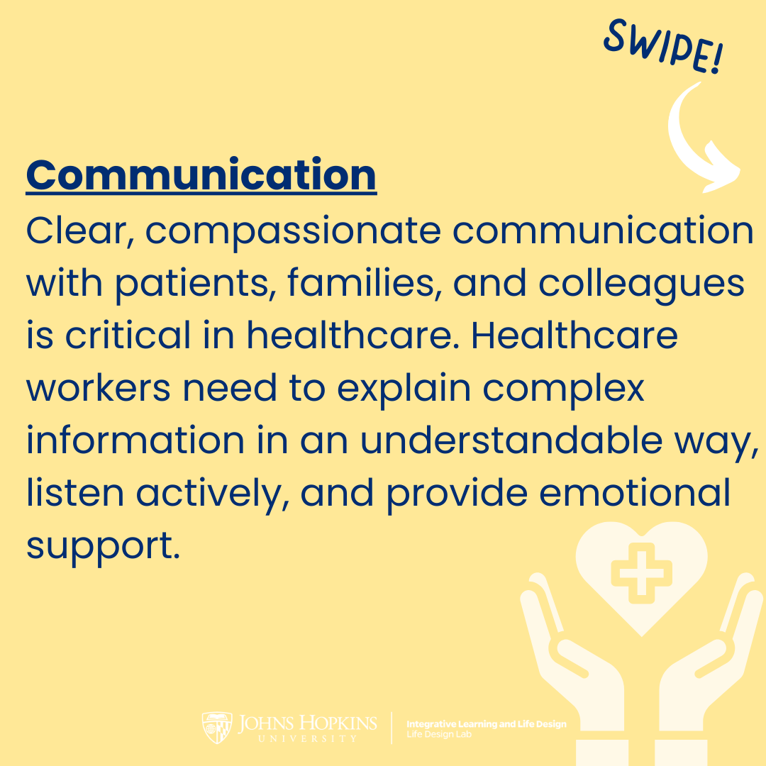 lifedesignjhu's tweet image. Dreaming of a career in healthcare? Let’s talk skills! 🩺💡  Healthcare isn’t just about knowledge—it’s about *how* you connect, adapt, and thrive in a dynamic environment. 🌟  #LifeDesignLab  #HealthcareCareers #SkillsForSuccess #JHU #JohnsHopkinsUniversity