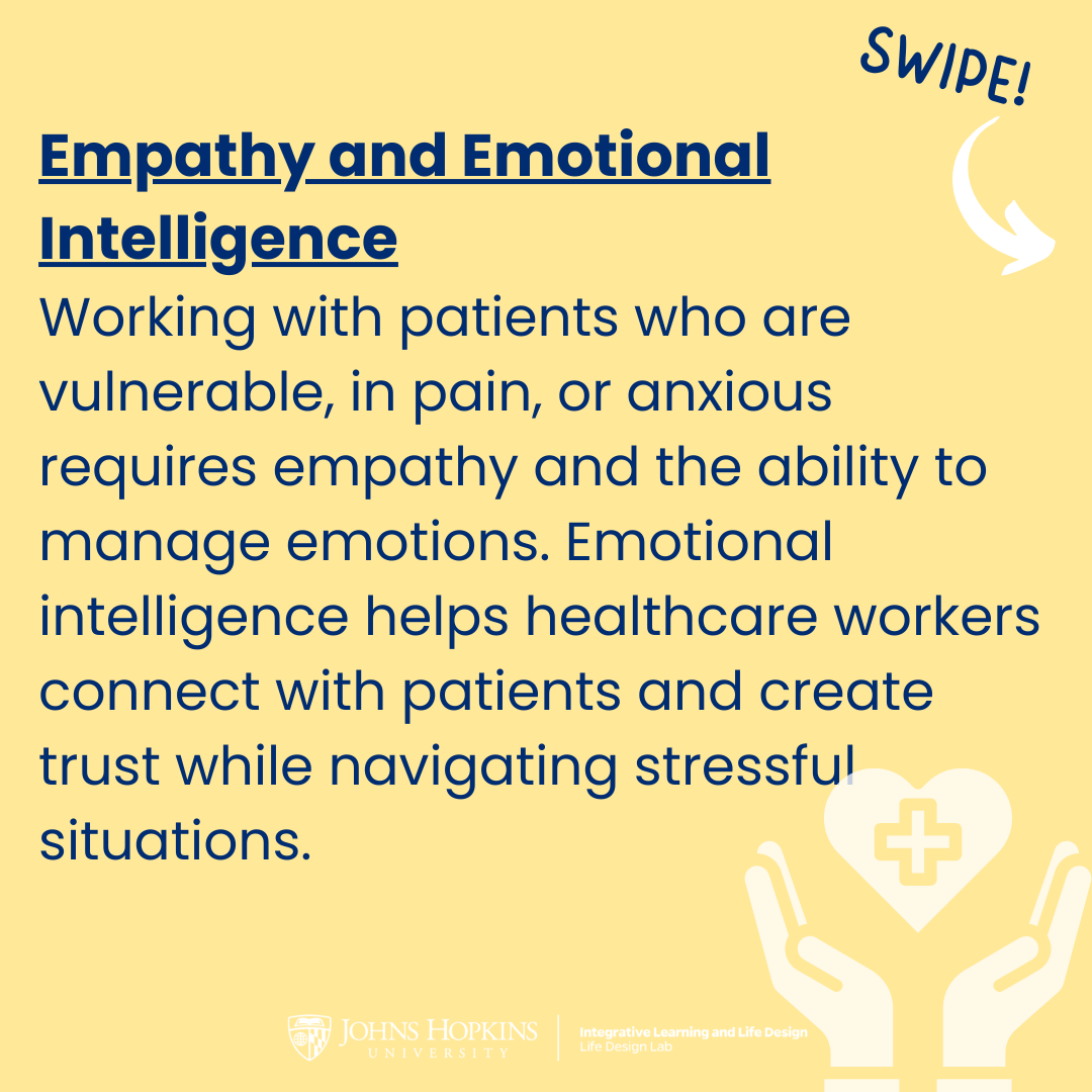 lifedesignjhu's tweet image. Dreaming of a career in healthcare? Let’s talk skills! 🩺💡  Healthcare isn’t just about knowledge—it’s about *how* you connect, adapt, and thrive in a dynamic environment. 🌟  #LifeDesignLab  #HealthcareCareers #SkillsForSuccess #JHU #JohnsHopkinsUniversity