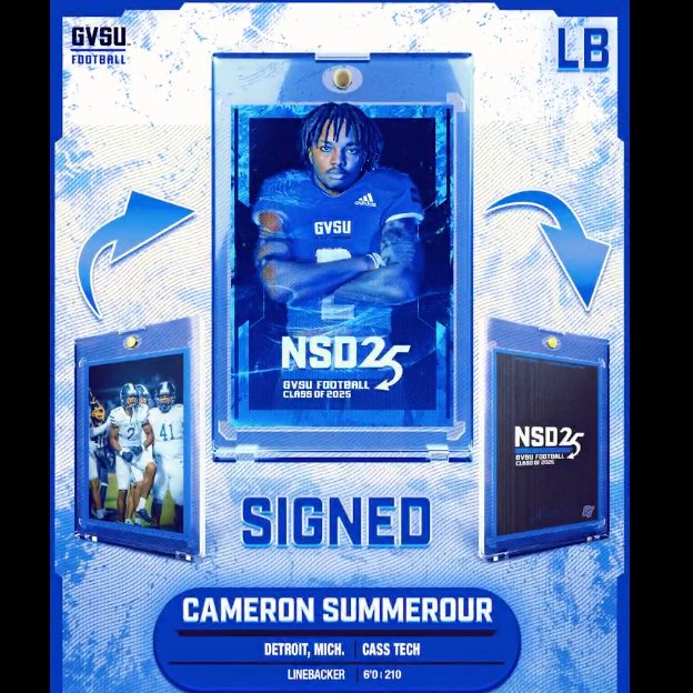 The D Zone (@thed_zone) on Twitter photo Cass Tech 2025 RB/OLB Cameron Summerour has signed with Grand Valley State
football.thedzone.com/players/camero…
<a href="/CameronSumm1/">Cameron Summerour</a> <a href="/Detroit_CTFB/">Cass Tech Football</a> <a href="/gvsufootball/">GVSU Football</a> Cass Tech 2025 RB/OLB Cameron Summerour has signed with Grand Valley State
football.thedzone.com/players/camero…
<a href="/CameronSumm1/">Cameron Summerour</a> <a href="/Detroit_CTFB/">Cass Tech Football</a> <a href="/gvsufootball/">GVSU Football</a>