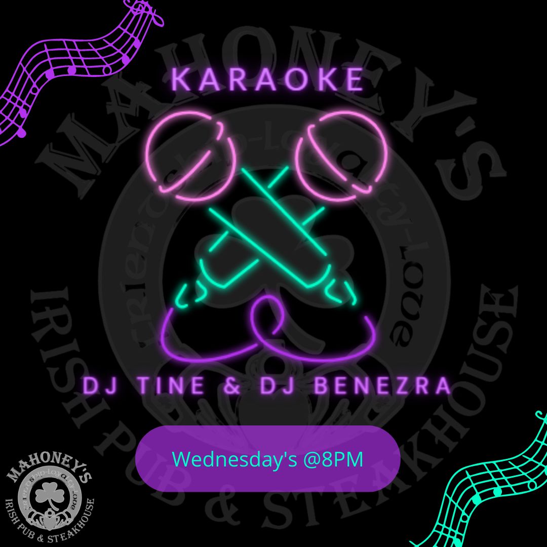 MahoneysPub04's tweet photo. 🌟 🎤 It’s Karaoke Night, and it’s happening TONIGHT at 8 PM at Mahoney’s Irish Pub! 🎶 Bring your energy and join DJs Tine &amp; BenEzra for an amazing night. 🎉
#KaraokeNight #MahoneysIrishPub https://t.co/UCEITVSErW