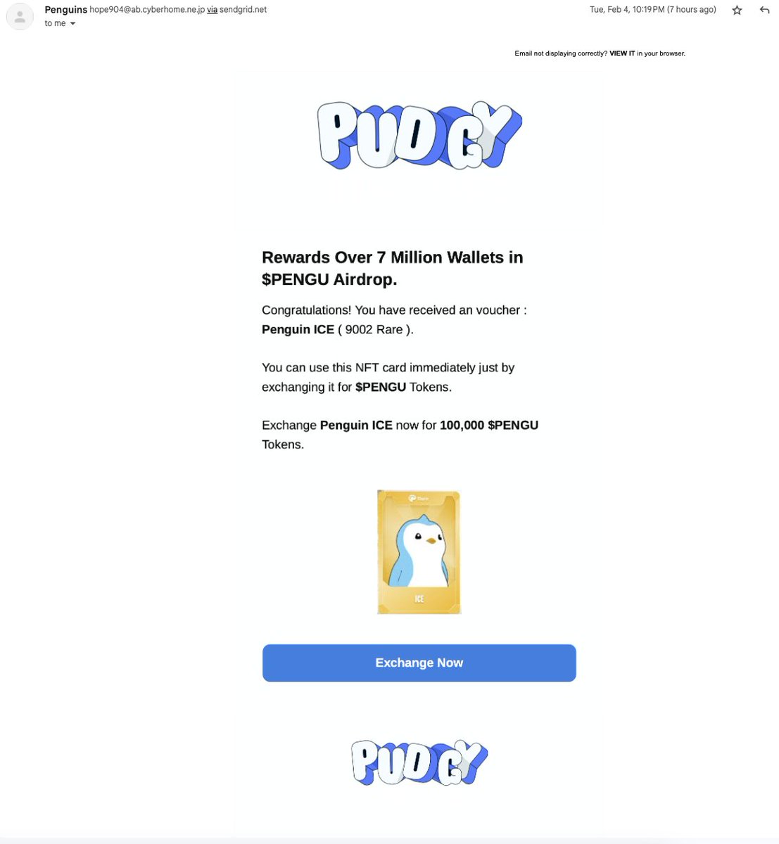 UltimateBurger's tweet photo. @pudgypenguins is this real? received my email? https://t.co/iGWIUm1ANt