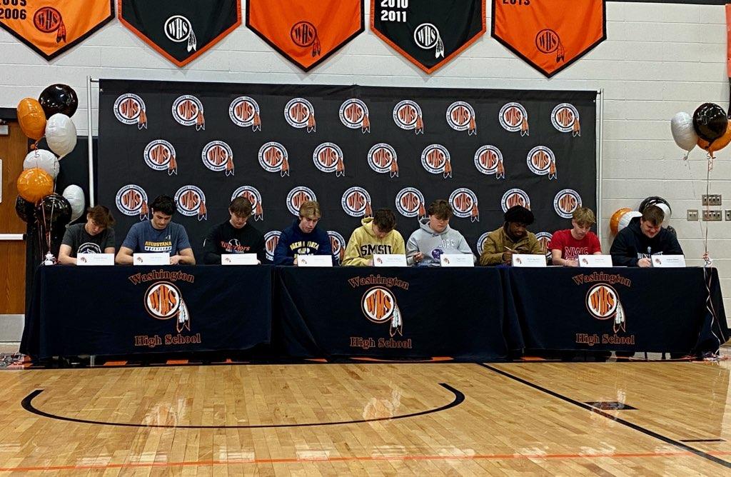 Sioux Falls Washington Warriors (@whs_fball) on Twitter photo It was special to witness these six players sign their letters of intent this morning. #IAmAWarrior
Gage Lukes- <a href="/wu_football/">Waldorf Football</a>
Hudson Arbach- <a href="/DSUFootball/">Dakota State University Football</a>
Daniel Agyeman- <a href="/DSUFootball/">Dakota State University Football</a>
Lane Knutson- <a href="/AugustanaWR/">Augustana Wrestling</a>
Tommy Hoffman- <a href="/SMSUfootball/">SMSU Football</a>
Nate Day - <a href="/nwc_fb/">Northwestern College Football</a> It was special to witness these six players sign their letters of intent this morning. #IAmAWarrior
Gage Lukes- <a href="/wu_football/">Waldorf Football</a>
Hudson Arbach- <a href="/DSUFootball/">Dakota State University Football</a>
Daniel Agyeman- <a href="/DSUFootball/">Dakota State University Football</a>
Lane Knutson- <a href="/AugustanaWR/">Augustana Wrestling</a>
Tommy Hoffman- <a href="/SMSUfootball/">SMSU Football</a>
Nate Day - <a href="/nwc_fb/">Northwestern College Football</a>