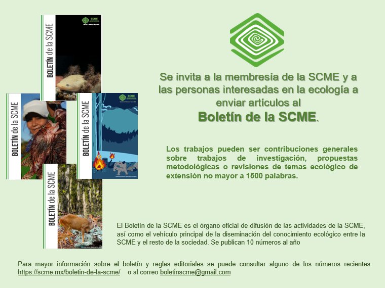 SCMEcologia's tweet photo. #SCME invita a comunidad ecológica mexicana a colaborar en #Boletín, para informar y divulgar resultados de investigaciones o reflexiones sobre tópicos de Ecología o ciencias biológicas en general, evaluados por Comité Editorial dirigido por Dr. Germán Ávila Sákar, editor-jefe https://t.co/V1EnzX5V9e