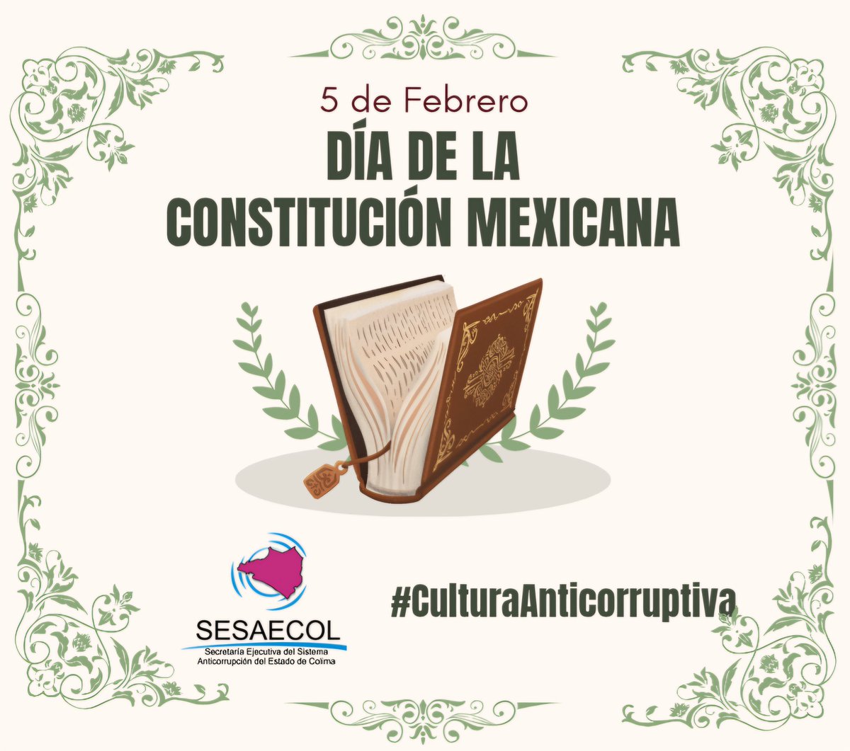 En cada artículo de nuestra Constitución reside la esperanza de un México sin corrupción. Celebremos y hagámosla realidad. #CulturaAnticorruptiva #Hoy