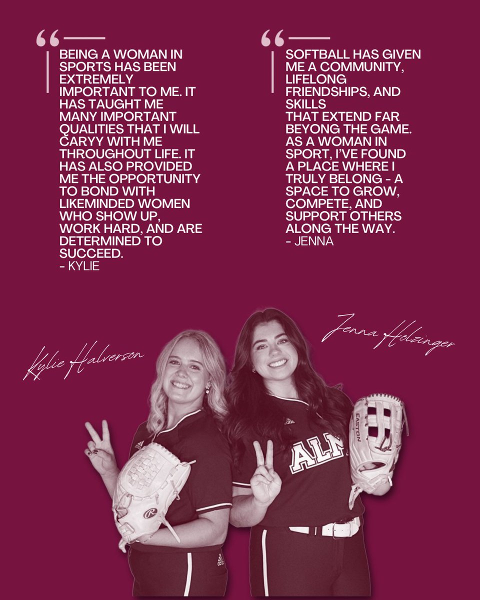AlmaScotsSB's tweet photo. Join us in celebrating National Girls and Women in Sports Day! 💪🥎

Hear from our Seniors on what this day means to them 💕

#ACSB #TEAM48 #nationalgirlsandwomeninsportsday https://t.co/1NoKngABob