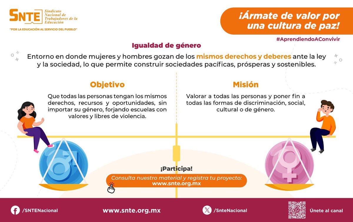 ¡Á𝕣𝕞𝕒𝕥𝕖 𝕕𝕖 𝕧𝕒𝕝𝕠𝕣 𝕡𝕠𝕣 𝕦𝕟𝕒 𝕔𝕦𝕝𝕥𝕦𝕣𝕒 𝕕𝕖 𝕡𝕒𝕫!

🌍✨ La igualdad de género es clave para construir sociedades pacíficas y prósperas. Todos merecen los mismos derechos y oportunidades. 👩🏻🟰👨🏻
¡Participa!
Abre 🔗acortar.link/V9Mxmm
#AprendiendoAConvivir