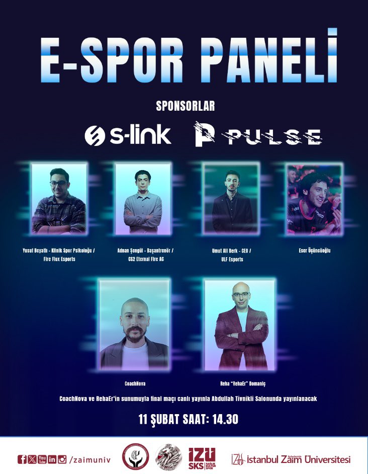 İstanbul Sabahattin Zaim Üniversitesi’nde gerçekleşecek E-Spor Paneli’nin destekçisi olmaktan mutluluk duyuyoruz.

📅 11 Şubat, 14:30
📍 İstanbul Sabahattin Zaim Üniversitesi

Başvuru ve detaylı bilgi için: l24.im/u2SfX