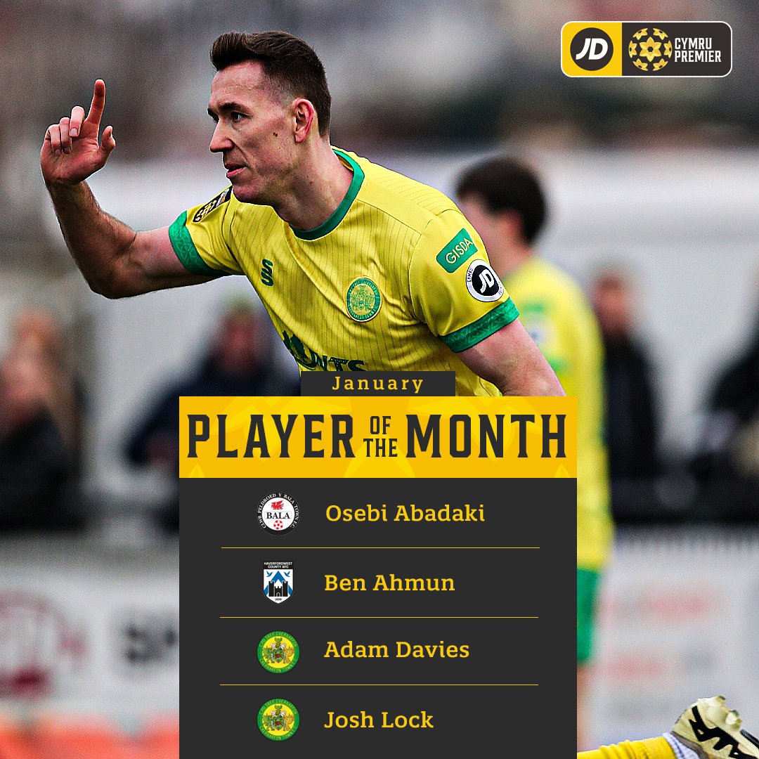 CymruLeagues's tweet photo. 🥁 Presenting the shortlist for January's Player and Manager of the Month awards across the #JDCymruLeagues.

🗳️ Pick your winners below, before the result is combined with a league and independent voting panel 👇