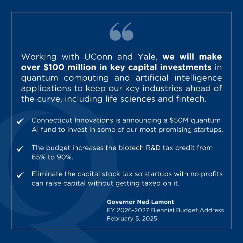 QuantumCT (@ctquantum) on Twitter photo .<a href="/GovNedLamont/">Governor Ned Lamont</a> delivered his budget address and unveiled a bold vision for the future—one that places quantum technologies and AI at the heart of the state’s economic growth. .<a href="/GovNedLamont/">Governor Ned Lamont</a> delivered his budget address and unveiled a bold vision for the future—one that places quantum technologies and AI at the heart of the state’s economic growth.