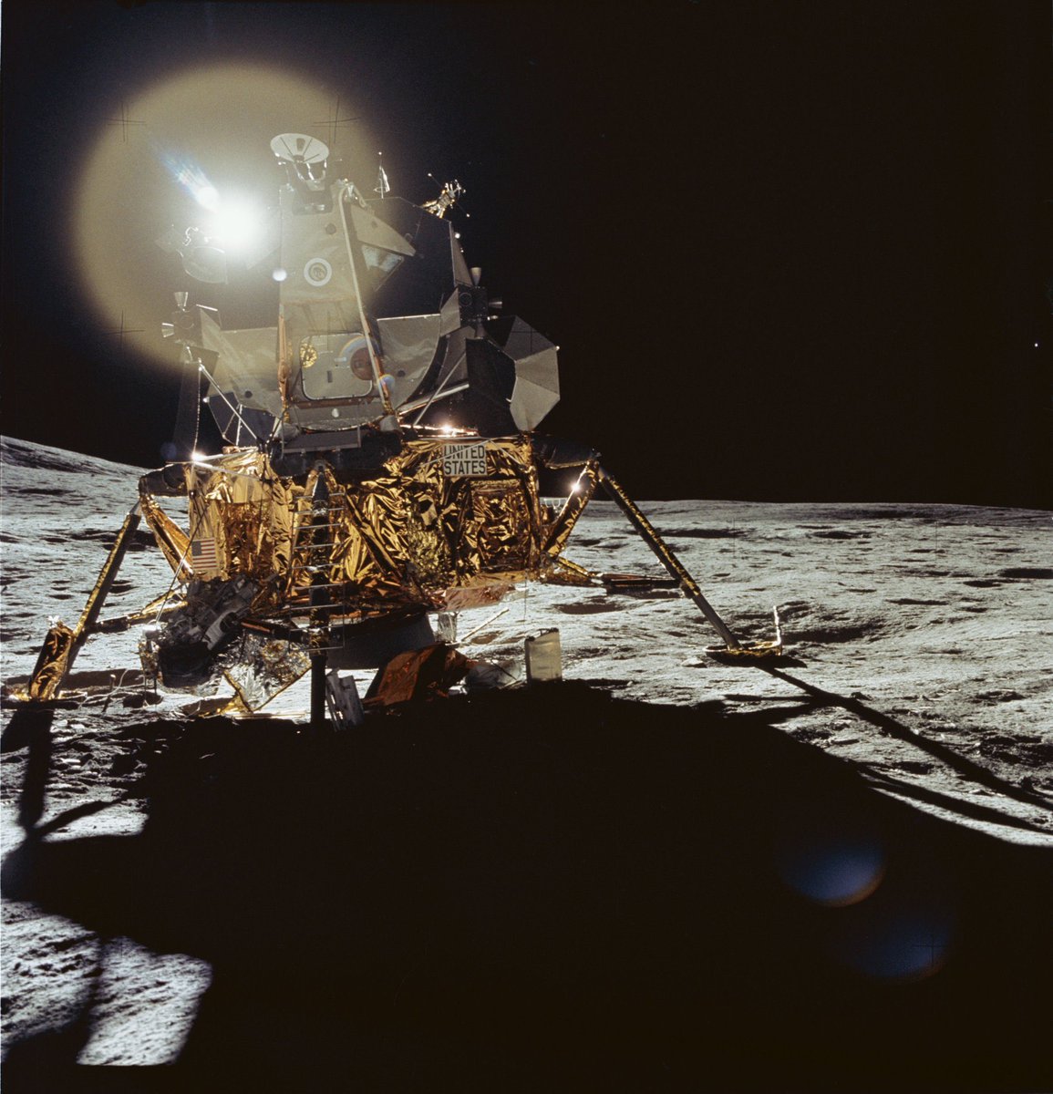 airandspace's tweet image. #OTD in 1971, the Apollo 14 lunar module “Antares” landed on the Moon. It landed in the Fra Mauro Highlands—the intended landing site of Apollo 13.