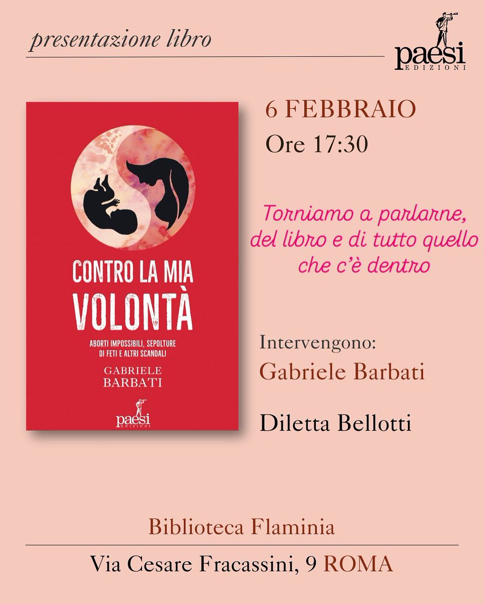 Siamo di nuovo a Roma a parlare di cosa sta accadendo qui e in Italia dopo un aborto. Sarò alla Biblioteca Flaminia per informare, discutere e fare comunità su questa vicenda, con Diletta Bellotti e chi vorrà portare ancora una volta la sua esperienza