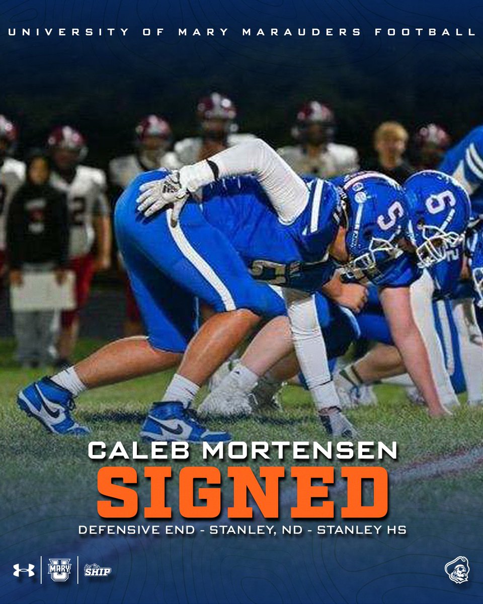 UMary Marauders (@umarysports) on Twitter photo WELCOME ABOARD! Excited to announce Caleb Mortensen (DE, Stanley (ND) High School) is joining the <a href="/UMaryFootball/">UMary Football</a> family on #NSD25 #ForTheShip #LifeAtMary WELCOME ABOARD! Excited to announce Caleb Mortensen (DE, Stanley (ND) High School) is joining the <a href="/UMaryFootball/">UMary Football</a> family on #NSD25 #ForTheShip #LifeAtMary