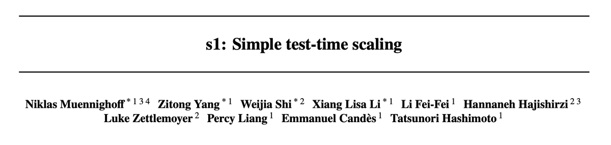 This team came up with s1, a simple approach to test-time scaling. They posit that of all the research that has already gone into replicating o1-level reasoning capabilities but with open techniques, no research has yet successfully replicated test-time scaling behavior (i.e.