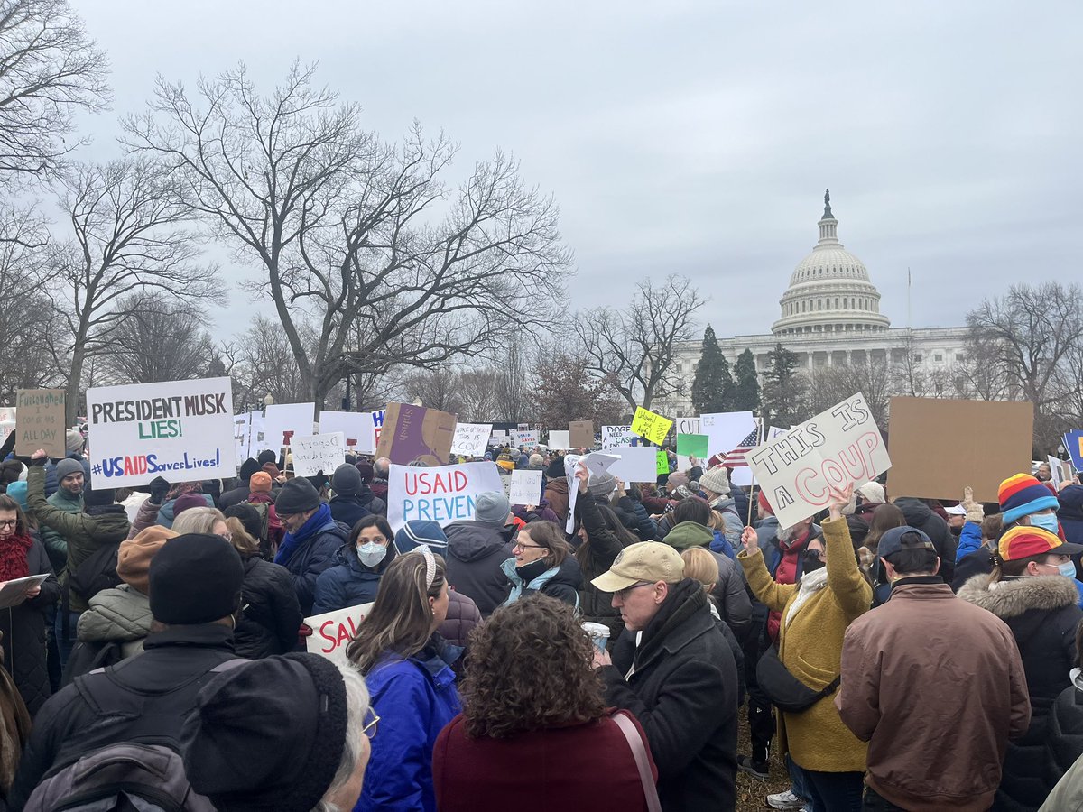 KeiferMA's tweet image. At rally for USAID and foreign assistance at the Capitol. Thousands are out to say NO to the illegal take over of the agency and NO to the decimation of foreign aid and diplomacy. #StoptheCoup #SaveUSAID