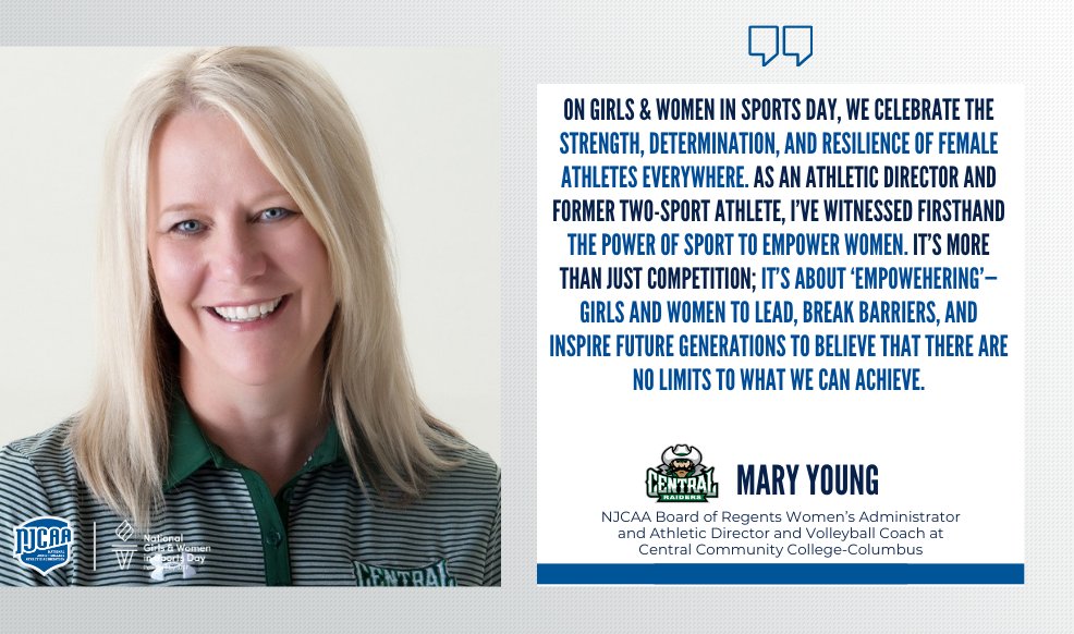 "I’ve witnessed firsthand the power of sport to empower women. It’s more than just competition..."

Athletic Director/Volleyball Coach at Central Community College-Columbus and NJCAA Board of Regents Women’s Administrator, Mary Young shares her thoughts on #NGWSD2025.