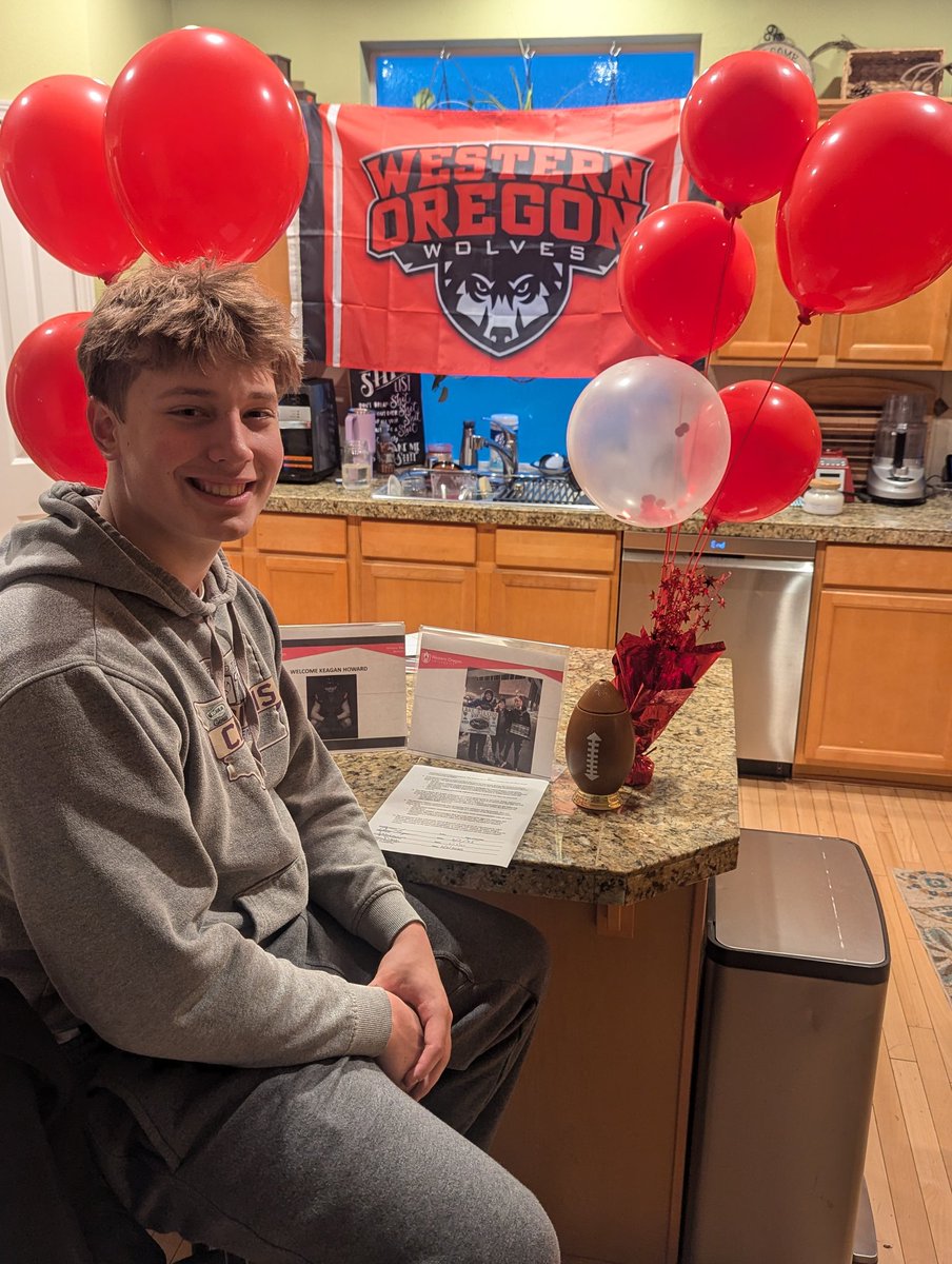 Troll_Cummings's tweet photo. As a parent, seeing your kid set goals and make them happen is all you can ask for!  @KeaganHoward80 signed this morning to play college football with the @WOU_FB and Sarah and I couldn't be more proud of him! Way to go Keagan! ⚪⚫🔴 https://t.co/JZCLxouTCz