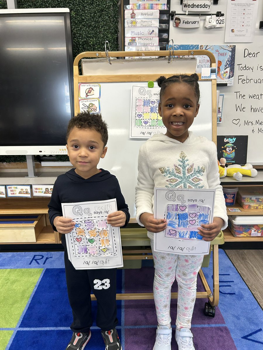 Working on the letter Q! Pre-K is making their “quilts” for their Alphabet Binder. <a href="/VS13UFSD/">ValleyStream13UFSD</a> <a href="/HowellRoadVS13/">Howell Road Elementary School</a>