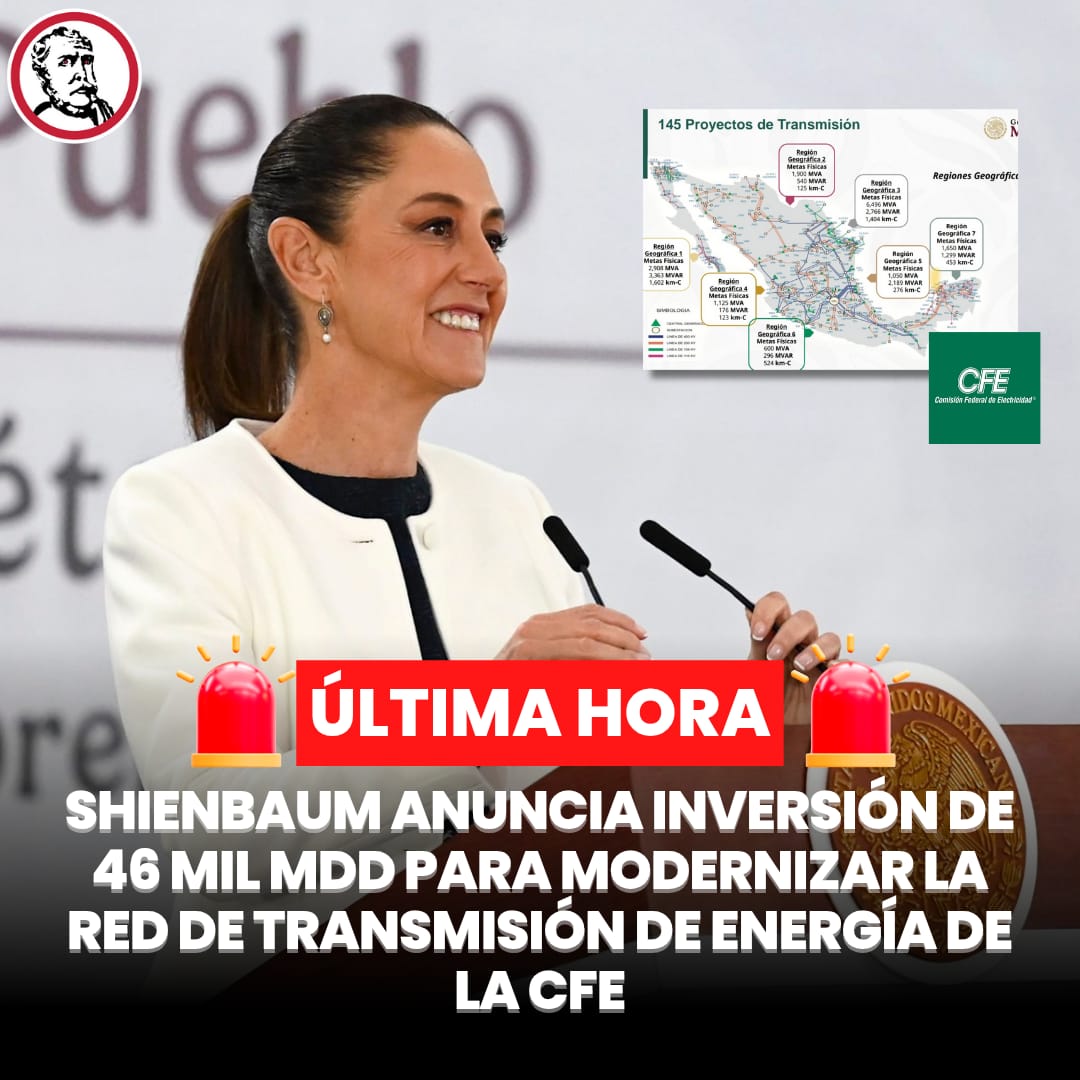 Los días históricos se celebran con noticias que cambiarán la historia de nuestro país y está es una de ellas 👏👊

La 4T mejorará la red transmisión de energía de la CFE
