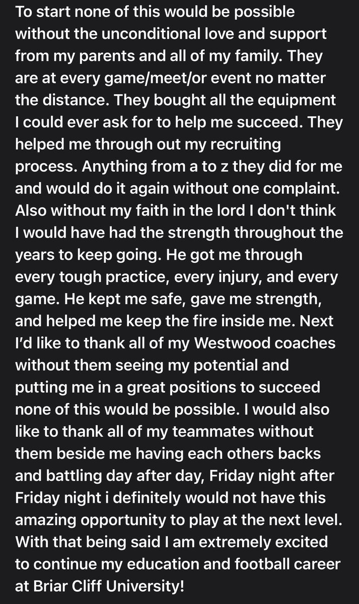Tate Cooper (@tatecooper2025) on Twitter photo Signed my letter of intent to play football for Briar Cliff University. Thank you to <a href="/CoachLaDage/">Shane LaDage</a> and <a href="/CoachDurdan/">Connor Durdan</a> for coming. Thank you to my family, my coaches, and teammates who came to show their love and support!
<a href="/Coach_Burkhart/">Cass Burkhart</a> <a href="/MrChaseCollins/">Chase Collins</a> <a href="/coach_walter19/">Kade Walter</a> <a href="/WCSDRebels/">Westwood Schools</a> Signed my letter of intent to play football for Briar Cliff University. Thank you to <a href="/CoachLaDage/">Shane LaDage</a> and <a href="/CoachDurdan/">Connor Durdan</a> for coming. Thank you to my family, my coaches, and teammates who came to show their love and support!
<a href="/Coach_Burkhart/">Cass Burkhart</a> <a href="/MrChaseCollins/">Chase Collins</a> <a href="/coach_walter19/">Kade Walter</a> <a href="/WCSDRebels/">Westwood Schools</a>