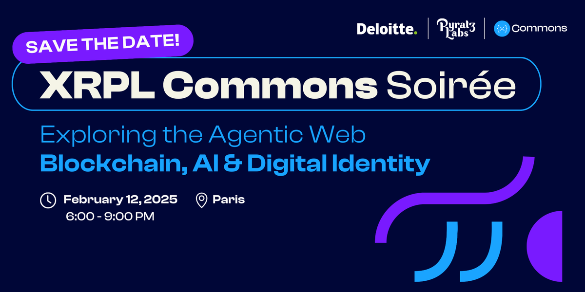 💫 This is happening - our very first XRPL Commons Soirée! Hosted by XRPL Commons, <a href="/Deloitte/">Deloitte</a> , and <a href="/PyraTzLabs/">PyratzLabs</a> , this exclusive soirée 
“Exploring the Agentic Web: Blockchain, AI &amp; Digital Identity”, will delve into the hashtag#Agentic Web—a transformative concept at the