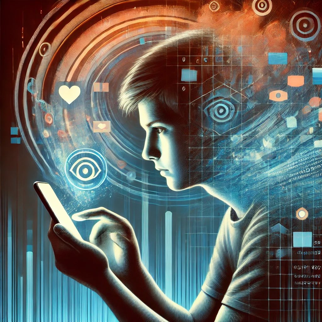 Baarbuu's tweet image. 5/ L’IA commence à lui proposer des sujets de plus en plus extrêmes, des opinions radicales, des théories du complot… tout ça basé sur ses précédentes recherches et interactions. Max se sent de plus en plus isolé. #Radicalisation #Algorithmes #cybersquad