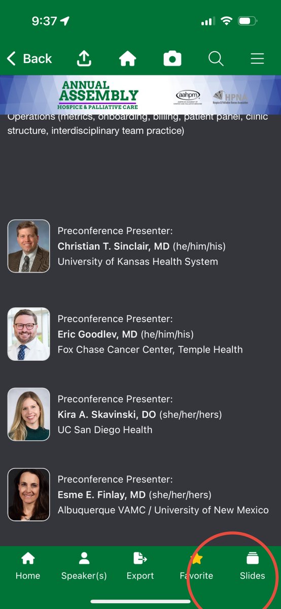 realbowtiedoc's tweet photo. Quick #TechTip for @AAHPM #hapc25. Many sessions (including pre-con) have slides available to attendees but its hidden in #EventScribe app. Following the pics below you can find slides and save PDF.
@kbnewport
@MBakitas
@SchenkerYael
@MaximizeQOL
@CAJonesMD
@EarlyCareerSIG
@moyecome
@SoniaMKhunkhun
@BillyRosaPhD
@GreggWeltyMD
@BenWThompson
@Top_Gundersen