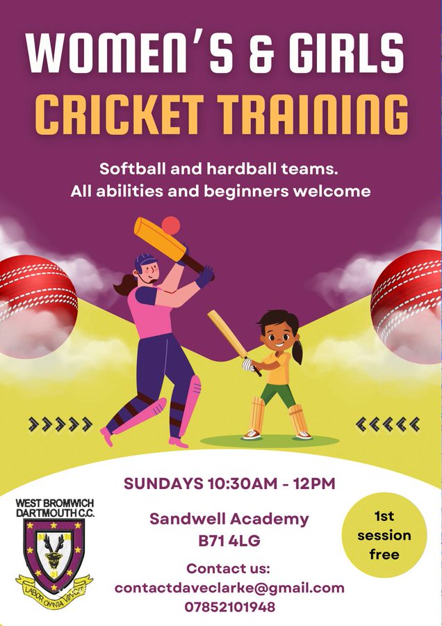 DAVE CLARKE (@daveclarkes) on Twitter photo Women and Girls Indoor #Cricket training as started <a href="/WBDCC/">West Bromwich Dartmouth Cricket Club</a> Are you looking at getting back into cricket or learning a new skill ? Experienced and Total beginners welcome. Have Fun and make friends for life. Come and join us 😀 Women and Girls Indoor #Cricket training as started <a href="/WBDCC/">West Bromwich Dartmouth Cricket Club</a> Are you looking at getting back into cricket or learning a new skill ? Experienced and Total beginners welcome. Have Fun and make friends for life. Come and join us 😀