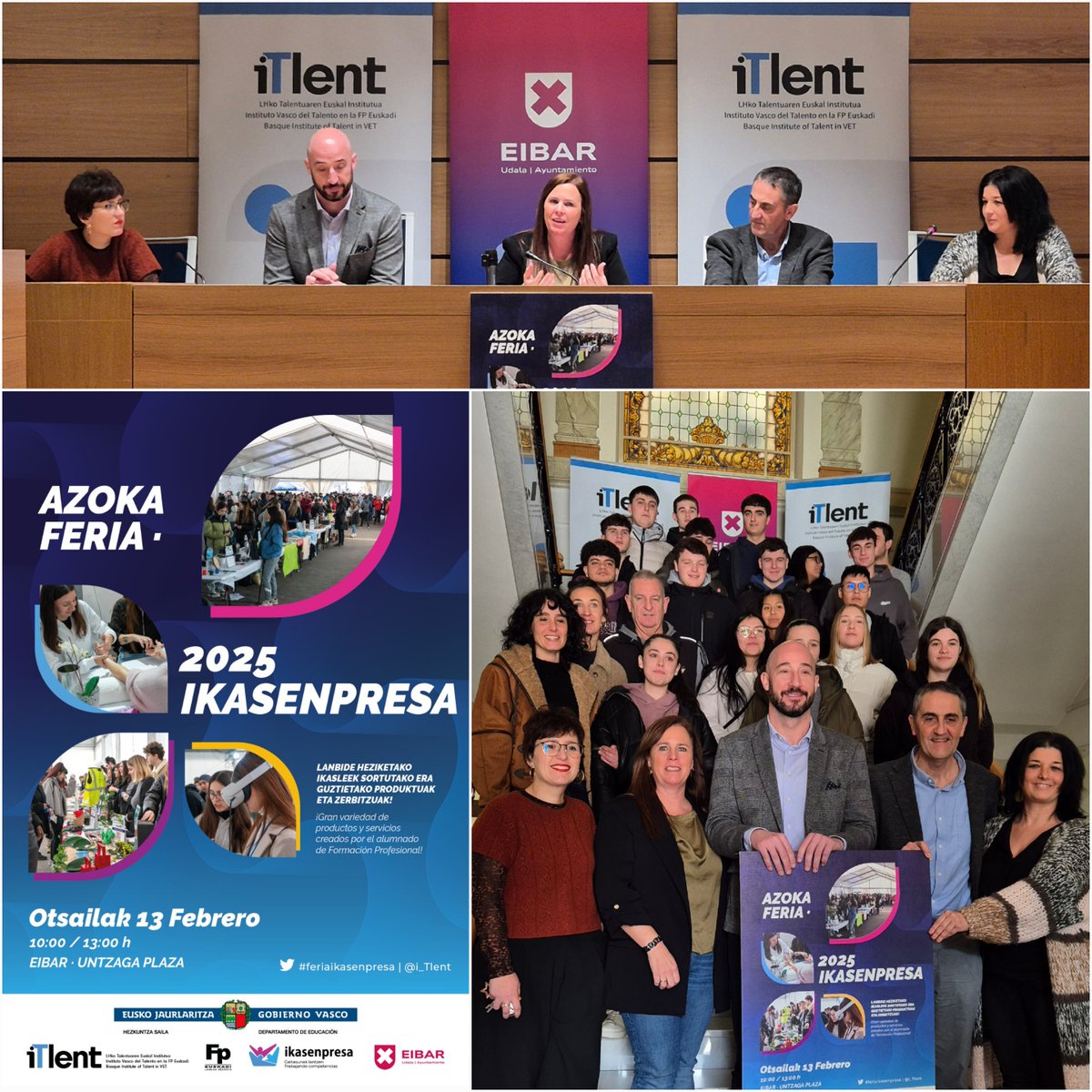 XIV. #Ikasenpresa Azoka aurkeztu dute Inge Gorostiagak, <a href="/hezkuntzaEJGV/">Hezkuntza Saila - Departamento de Educación</a>-ko Erald. Digitalaren eta Ikask. Aurreratuen Zuzendaria, eta Jon Iraolak, <a href="/EibarkoUdala/">Eibarko Udala</a>-ren Alkatea, J.R.Gómez eta Ergiña Urzelairekin batera, iTlent-eko Zuzendaria eta #CulturaEmprendedora Arduraduna <a href="/HETELFP/">HETEL FP</a>
