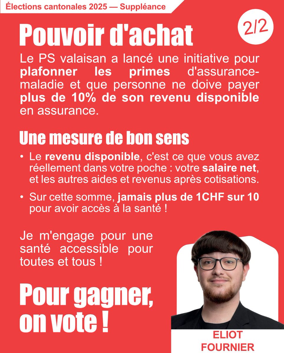 Un  combat que je partage avec mon fils, candidat à la suppléance dans le  district de Sion. Un vote très utile, un candidat de coeur, un gros  travailleur au service du bien public... N'hésitez pas à l'ajouter à la  liste de votre choix...