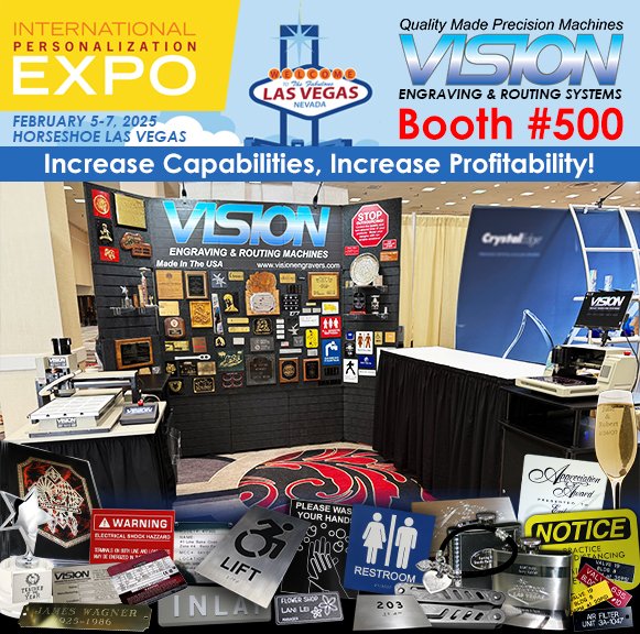Join us at the International Personalization Expo booth 500, Horseshoe Las Vegas, see Vision's 1624 Pro &amp; Express Engraver in action! visionengravers.com/LandingPage/ia…

#engraveing #engravingmachine #cnc #cncrouter #visionengravers #visionrouters #personalization #madeinusa #madewithvision