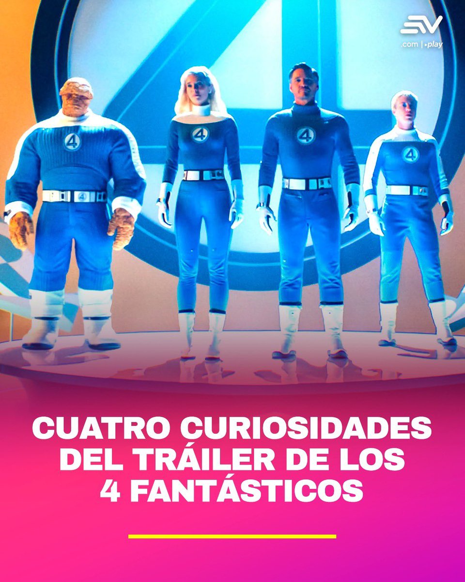 ecuavisa's tweet photo. ¡Cuidado con los spoilers! 😏 🎬 El reciente tráiler de Los 4 Fantásticos, primeros pasos, despierta la curiosidad de los fanáticos del #UniversoMarvel, al desvelar detalles inéditos que prometen redefinir la historia de este icónico equipo. 💻  https://t.co/amX1gcnWBm https://t.co/k1NYaJiBQ3