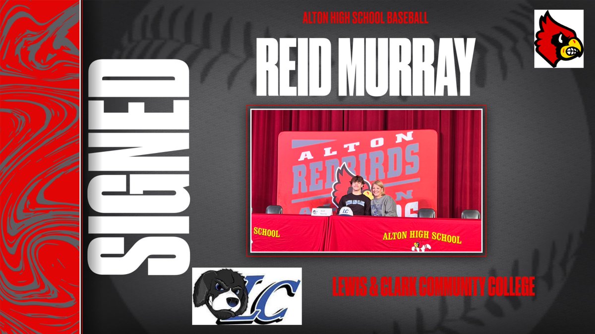 AltonAthletics (@altonathletics) on Twitter photo Congrats to Reid Murray who signed with Lewis & Clark Community College today to continue his athletic and academic career for the Trailblazers next year. Reid will play Baseball at LCCC. Way to go Reid! #WEAREALTON
<a href="/AltonBaseball/">Alton Redbirds Baseball</a> <a href="/lewisandclarkcc/">Lewis and Clark CC</a> Congrats to Reid Murray who signed with Lewis & Clark Community College today to continue his athletic and academic career for the Trailblazers next year. Reid will play Baseball at LCCC. Way to go Reid! #WEAREALTON
<a href="/AltonBaseball/">Alton Redbirds Baseball</a> <a href="/lewisandclarkcc/">Lewis and Clark CC</a>
