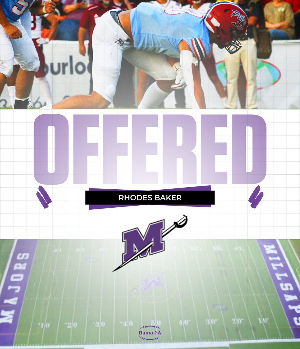 Congratulations to <a href="/rhodesbaker_0/">Rhodes Baker</a>❗️
He was offered by <a href="/MajorsFootball/">Millsaps Football</a>❗️
