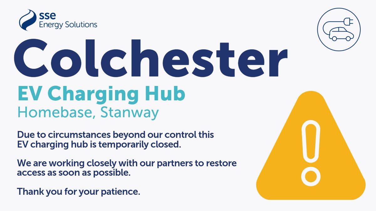 ❗Important update regarding our Colchester EV Charging Hub