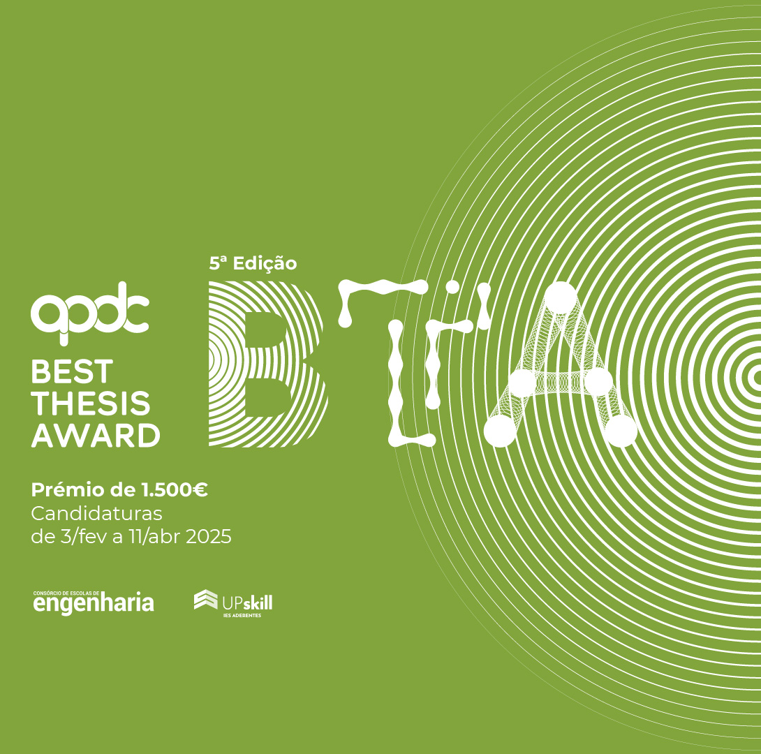 5ª edição do 🏆Prémio Best Thesis Award: candidaturas até 11 de abril! Vamos premiar trabalhos de mestrado em TI, comunicações e media. Fica a saber tudo em apdc.pt/bta. Esperamos por ti!