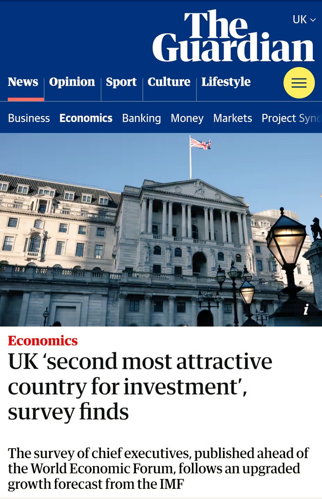 People shouldn’t be surprised. The Tories’ reactionary blundering was never economically reassuring. Labour is the only party with a rational, credible, long term plan—and CEOs, investors, and the rest of the world clearly agree. The UK is investable again. 🌹