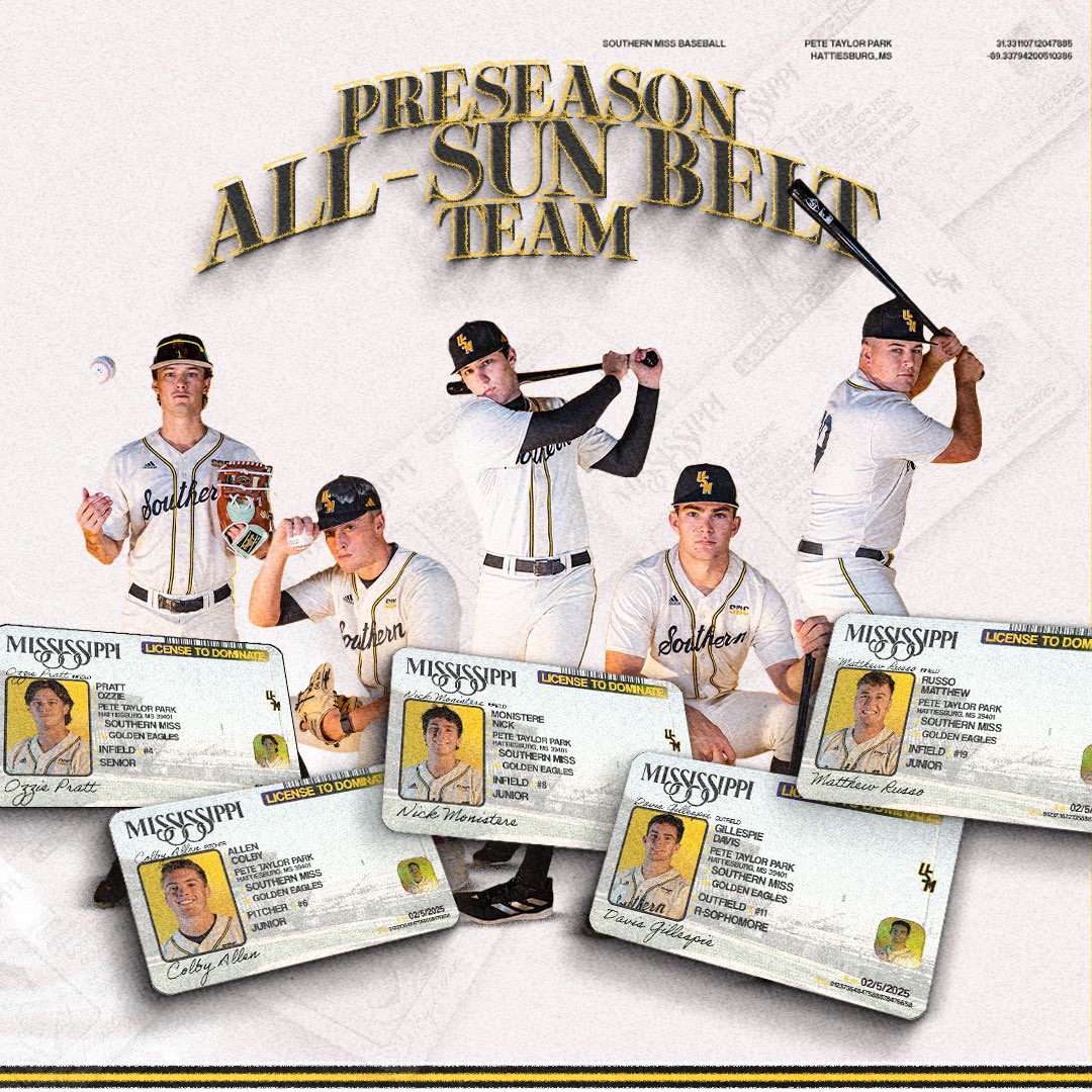 𝙇𝙞𝙘𝙚𝙣𝙨𝙚 𝙩𝙤 𝘿𝙤𝙢𝙞𝙣𝙖𝙩𝙚 😤

Golden Eagles sit atop preseason Coaches Poll and have five slated to Preseason All-Sun Belt team! 

📰 smttt.info/4hMVKz1

#EverythingMatters | #SMTTT