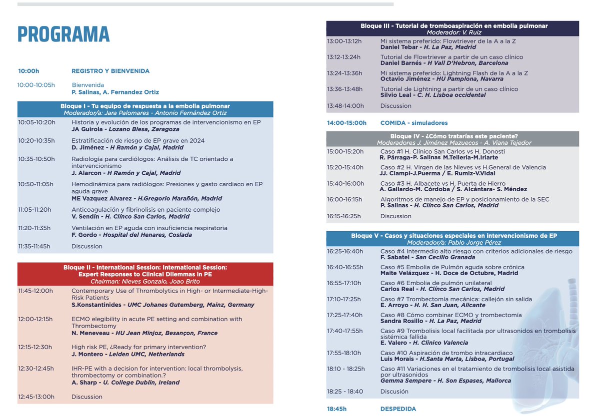 ¿Interesado en el intervencionismo en EP?

Organizamos la segunda edición de RiTEP, la reunión Intervencionismo en embolia pulmonar. ¡ Estáis todos invitados !
📍 Hotel Canopy Madrid
📅 Día 27 de Febrero de 2025
📝 Inscripción gratuita en
intranet.pacifico-meetings.com/GescoWeb/?cfg=…