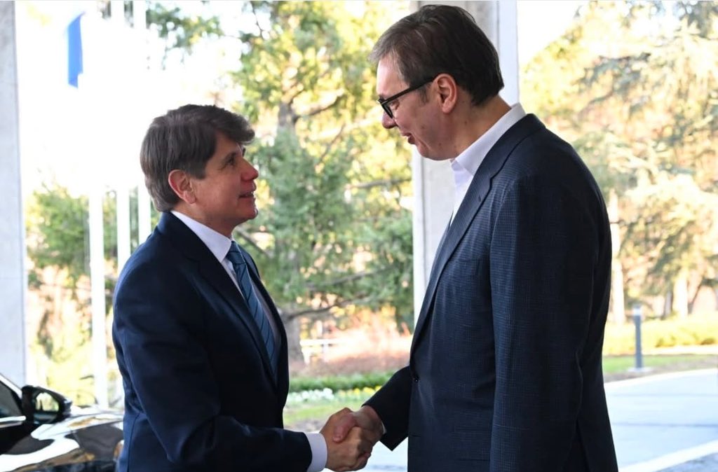 realBlagojevich's tweet image. Great meeting in Serbia with President Vucic. He’s leading an economic miracle where wages increased 270%. The same people who hate Trump hate him. Proud to have met the President of the country my father came from.