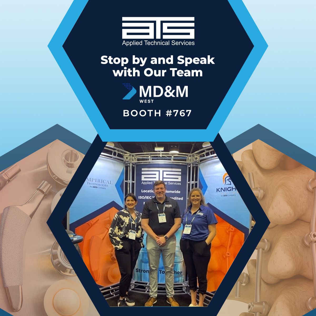 atsinspections's tweet photo. Our team is here at MD&M West, representing ATS and our family companies! Visit us at Booth 767 to discuss testing solutions that can help ensure safety and compliance for medical devices: https://t.co/QadBIwTUx9
#ATS #MDMWest #MedicalDevices #MedTech #MedTechIndustry https://t.co/vEMofXR7FH